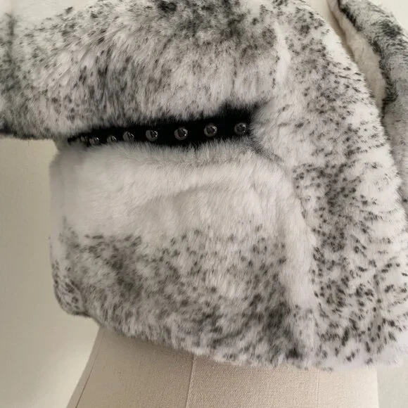 Belle Fare Toronto Leather Trim Rabbit Fur Bolero - XS - Picture 2 of 9